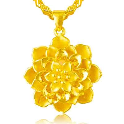 金地珠寶足金錦繡花藏黃金吊墜 美麗花嫁的璀璨守護
